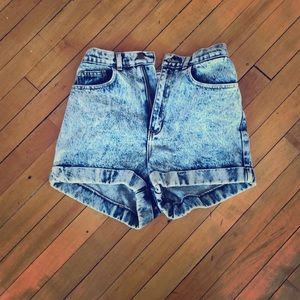American Apparel High Wasted Washed Jean Shorts